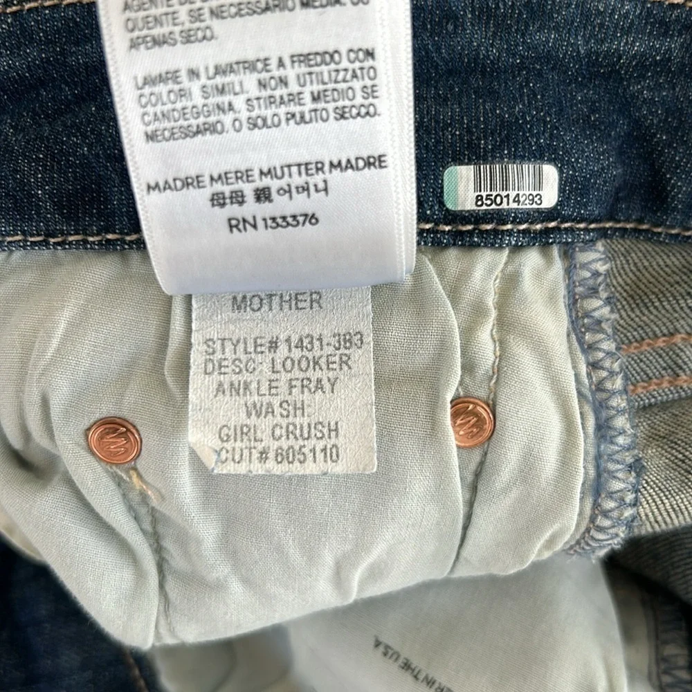 MOTHER The Looker Ankle Fray Skinny Jean in Girl Crush size 27 Raw Hem